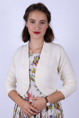 Bolero im Vintage-Stil der 1950er mit Muster – Cremeweiß – Carol