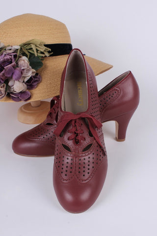 Early 1930s oxford high heels- Brown-Red - Marie