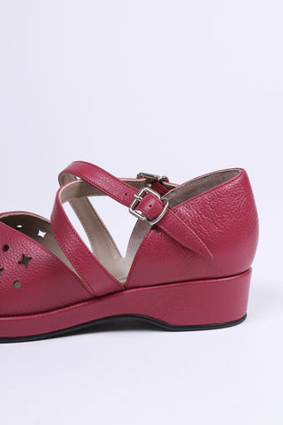 1940s style summer sandals /  wedges - Burgundy / Raspberry - Norma