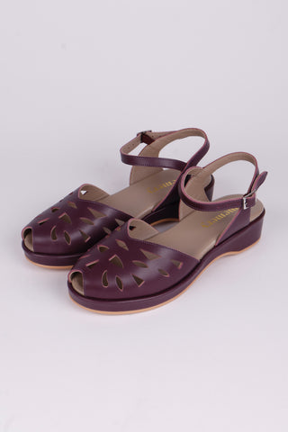 1940s / 50s style summer sandals /  wedges - Plum - Sidse