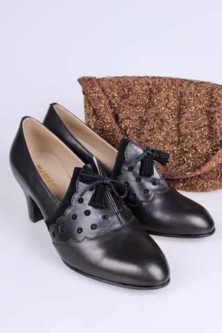1930s everyday Oxford shoes with tassels - black - Mildred
