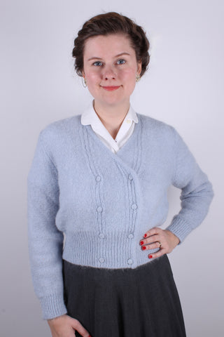 1940s / 1950s vintage style mohair cardigan - Dusty light blue - Kirsten