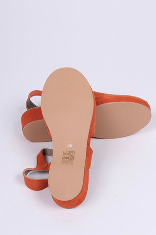 1940s / 50s suede wedge sandals - Apricot - Ella