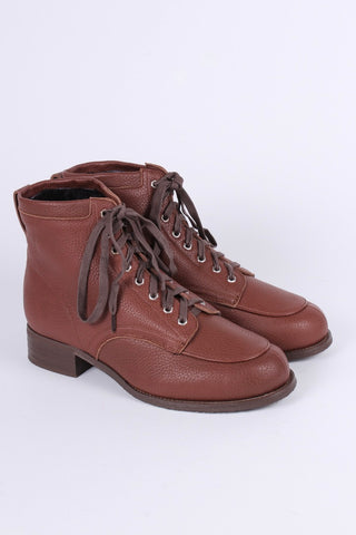 1930s and 1940s winter snow boots with Fur lining - Brown- Rita