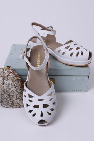 1940s / 50s summer wedge sandals - White - Sidse