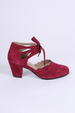 40's vintage style pumps in suede - Burgundy - Alma