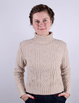 1940s style turtleneck pullover - Cream - Inger