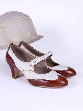 1920s Classic Everyday Pumps - Cream - Frances