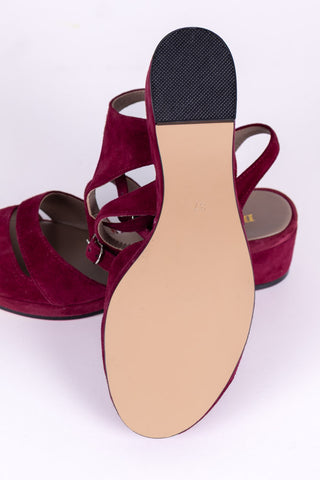1940er - Veloursleder - Wedge sandalen - Bordeaux – Irene