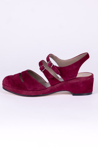 1940er - Veloursleder - Wedge sandalen - Bordeaux – Irene