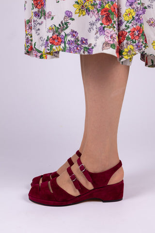 1940er - Veloursleder - Wedge sandalen - Bordeaux – Irene