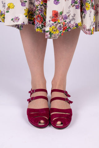 1940er - Veloursleder - Wedge sandalen - Bordeaux – Irene