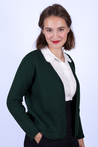 Strickjacke mit offener Vorderseite im Stil der 1920er Jahre - Dark green - Irma