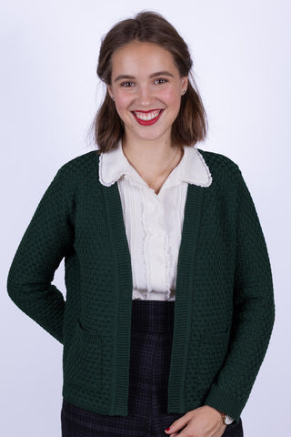 Strickjacke mit offener Vorderseite im Stil der 1920er Jahre - Dark green - Irma
