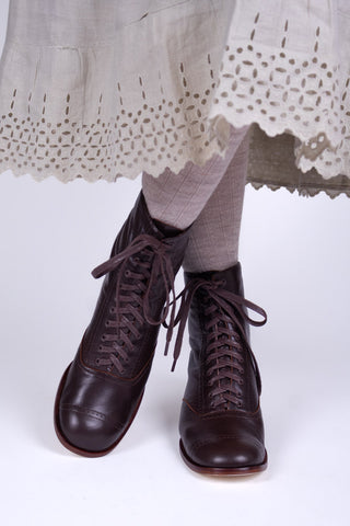 1900er / 1910er Edwardianische Schnürstiefeletten für Teenager - braun - Josephine
