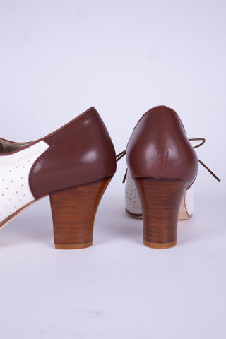 1940er Spectator Oxford Pumps - Braun / Cremeweiß - Lucy