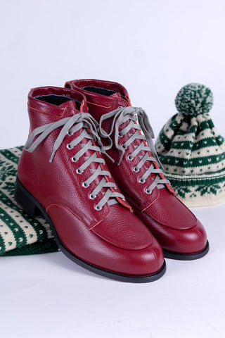 1930s / 1940s Winter Snow Boots with Lambswool Lining – Burgundy – Rita