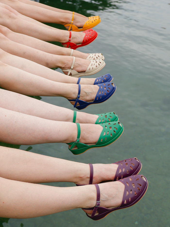 1940s / 1950s style summer sandals / wedges - Plum - Sidse