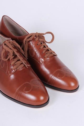 Classic 1930s Oxfords - Cognac Brown - Juliette - memery