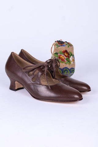 Early 1920s everyday shoes - Dark Brown - Georgina - memery