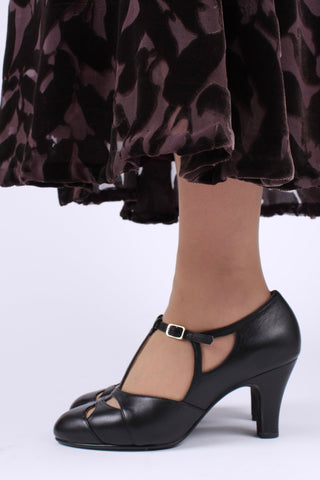 Early 1930s Art Deco evening sandals - Black - Helen - memery