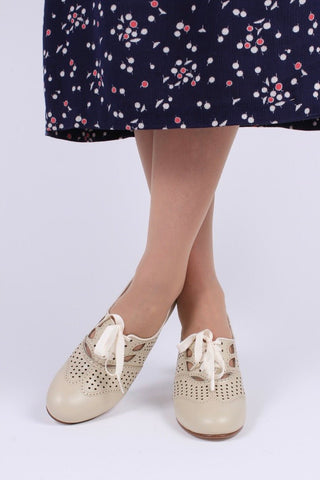Early 1930s oxford high heels - Cream - Marie - memery