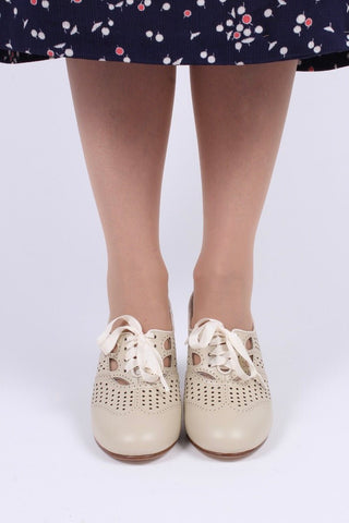 Early 1930s oxford high heels - Cream - Marie - memery
