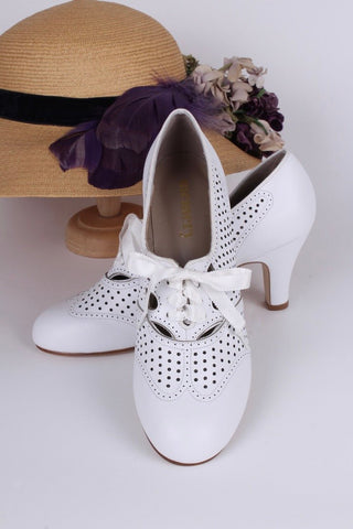 Early 1930s oxford high heels - White - Marie - memery