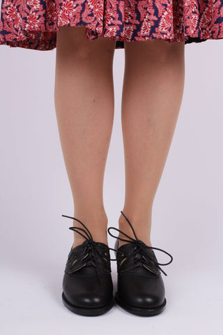 Early 1940s everyday lace - up shoes - Black - Emily - memery