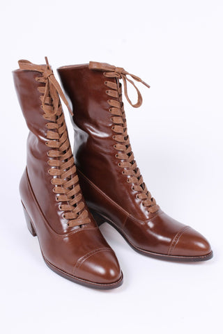 Edwardian everyday walking boot, 1910 - brown - Alice - memery