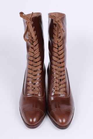 Edwardian everyday walking boot, 1910 - brown - Alice - memery