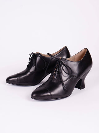 Edwardian Oxford shoe with pompadour heel - 1900 - Black - Bertha - memery