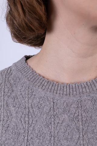 Kurzärmeliger Pullover im Stil der 1940er / 1950er Jahre - Grey Melange - Evelyn