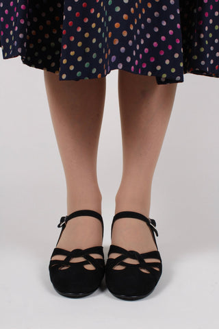 Late 1930s / early 1940s suede shoes - Black - Ida - memery