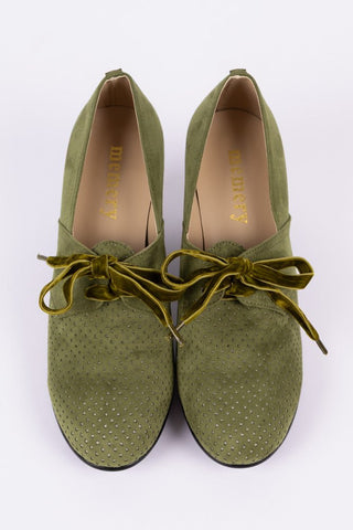 VEGAN shoes - 40s vintage style pumps with shoe lace - Green - Esther - memery