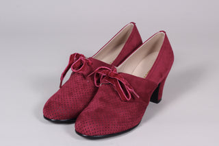 VEGAN shoes - 40s vintage style pumps  with shoe lace - Burgundy Red - Esther