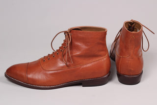 Men's Edwardian 10s / 20s style ankle leather boot - Cognac brown - William