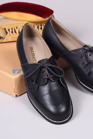 40s Derby shoe with tassels - Black - Billie - memery