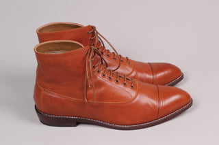 Men's Edwardian 10s / 20s style ankle leather boot - Cognac brown - William