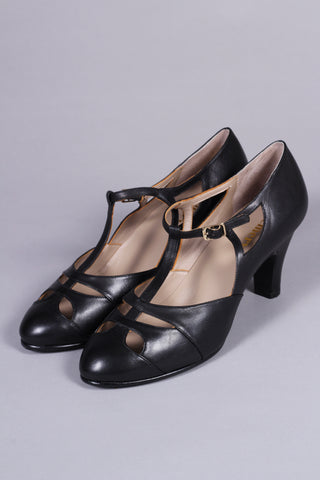 Early 1930s  Art Deco evening sandals - Black - Helen