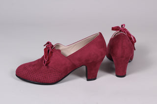VEGAN shoes - 40s vintage style pumps  with shoe lace - Burgundy Red - Esther