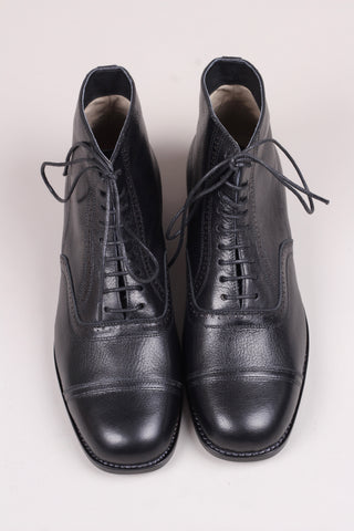 Men's late 20s / 30s style everyday leather ankle boot - Black - Tom