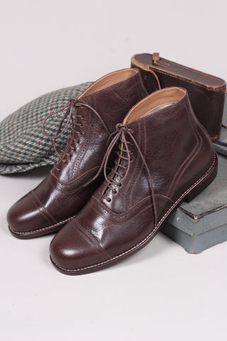 Men's late 20s / 30s style everyday leather ankle boot - Dark brown - Tom