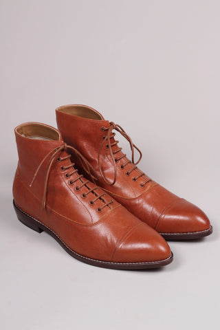Men's Edwardian 10s / 20s style ankle leather boot - Cognac brown - William