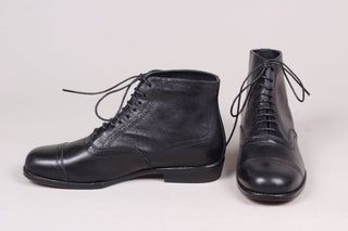 Men's late 20s / 30s style everyday leather ankle boot - Black - Tom - memery